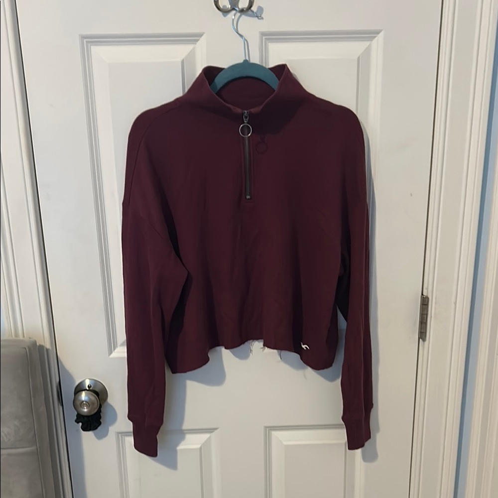 Hollister Red Cropped Long Sleeve Sweatshirt